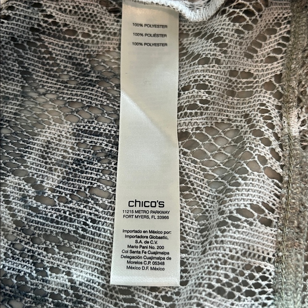 Chico's Taupe and Blue Embellished Open Cardigan with Cutout Pattern -Size 1 - Picture 6 of 12